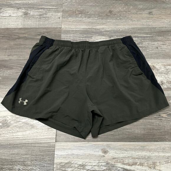 Under Armour Heat Gear Green Womens 2XL Fitted 4 Way Stretch 5" Running Shorts - Picture 1 of 10